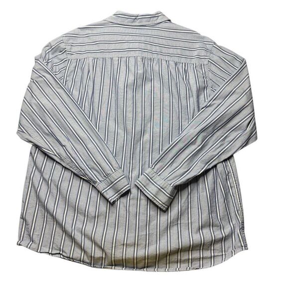 Vintage Chaps Denim Athletic Fit Mens XL Button Up Striped Shirt Light Blue - Picture 2 of 8